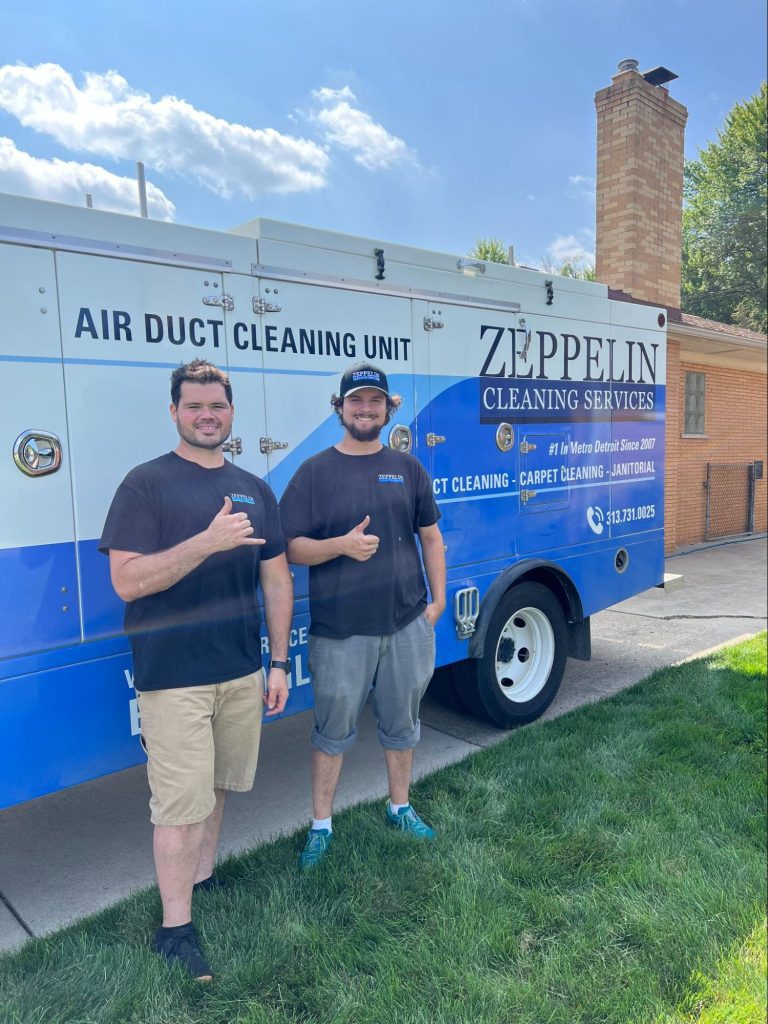 Zeppelin employees who offer air duct cleaning services in Chesterfield Charter Township, Michigan.