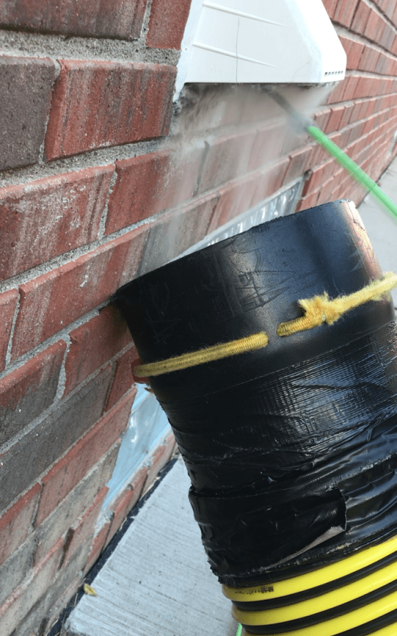A hose used in a professional dryer vent cleaning service in St Clair Shores, Michigan.